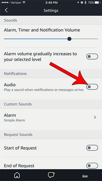 cómo deshabilitar las notificaciones de audio echo dot