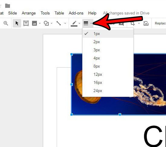how to put a border around pictures in google slides