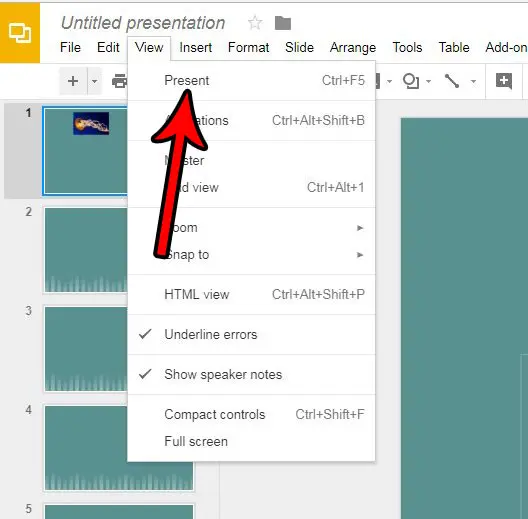how to present a slideshow in google slides