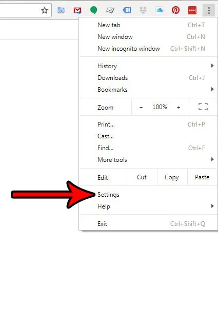 open the google chrome settings menu