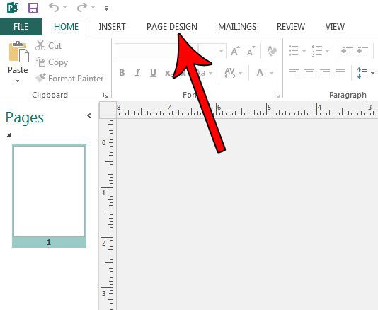 how to change document orientation in publisher 2013