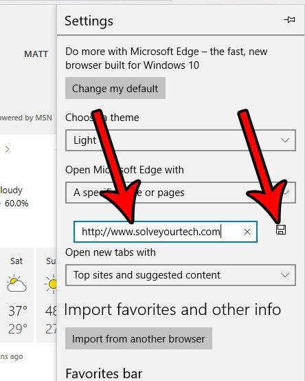how to change the start page in microsoft edge