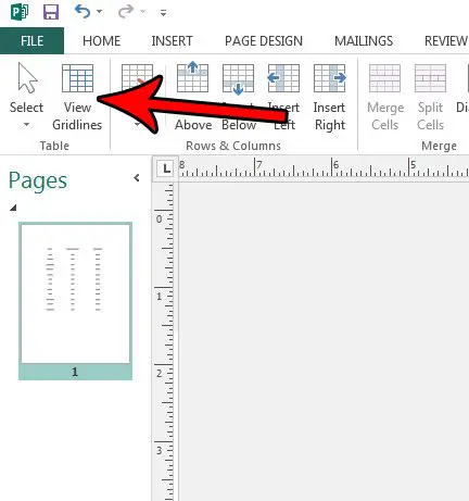 hide gridlines in publisher 2013 table
