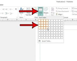 how to insert a table in publisher 2013