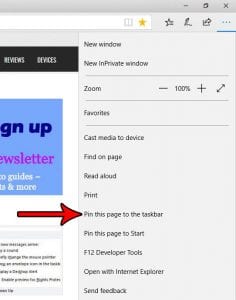 how to pin a web page link to the taskbar in microsoft edge
