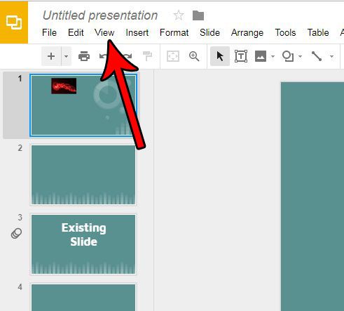 select the view tab in google slides