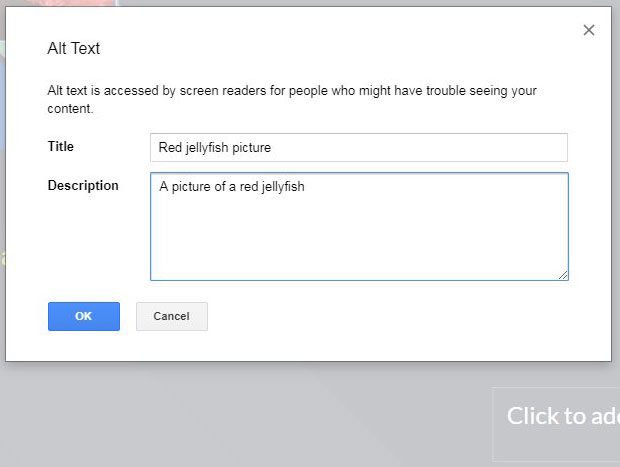 how to add alt text to a picture in google slides