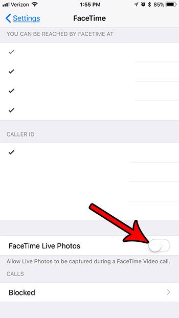 how to block facetime live photos on an iphone