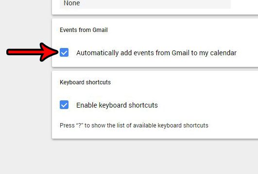 disable automatic gmail events in google calendar