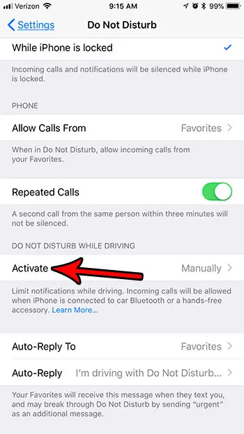 automatic do not disturb on iphone while driving