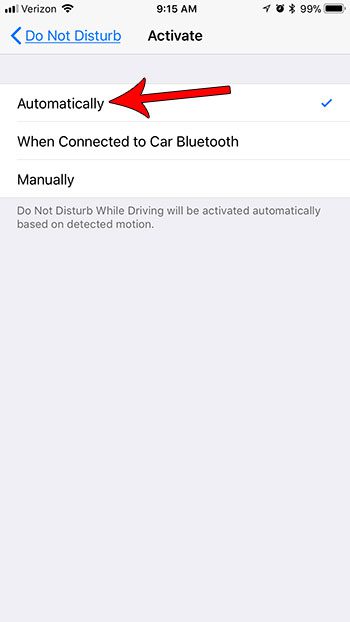how enable do not disturb automatically while driving on an iphone 7