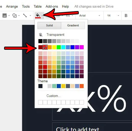 cómo cambiar el color del círculo en diapositivas de google