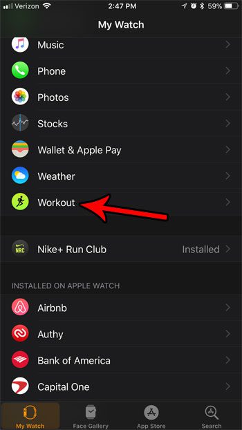 change apple watch workout settings