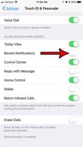 how to stop showing recent notifications iphone lock screen