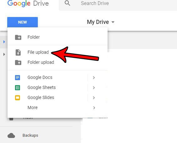 uploading files for google drive