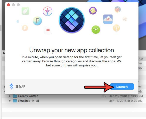 launch the setapp app after installation