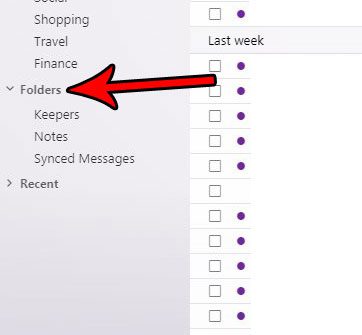 find the folders item in the left column