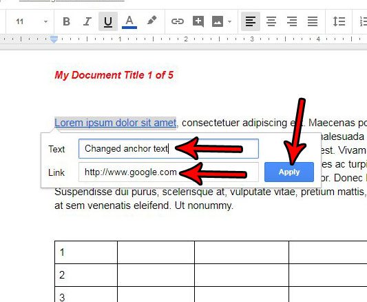 how to change a hyperlink in google docs