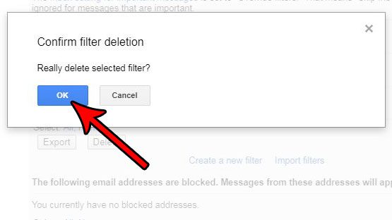 cómo eliminar un filtro en gmail
