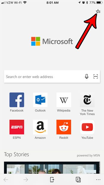 where is browsing history in edge iphone app