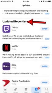 how view recently updated apps on iphone