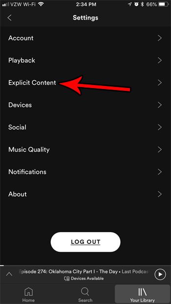 iphone spotify contenido explícito