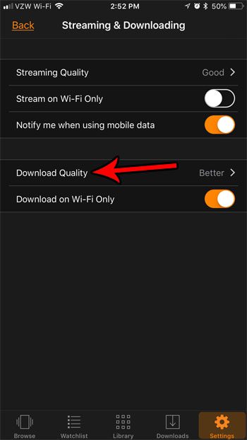 reduce prime video download size iphone