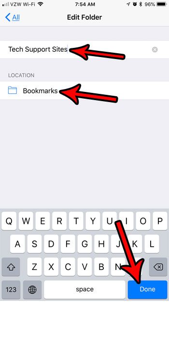 How to create a safari bookmarks folder on iPhone