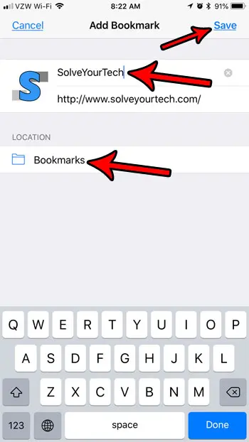 iphone 7 create bookmark