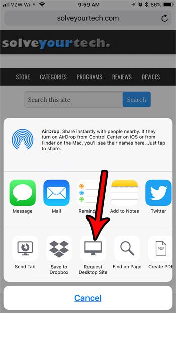 how to request the desktop version of a site in safari on iphone