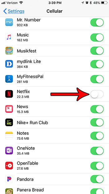 how turn off netflix dont use data iphone