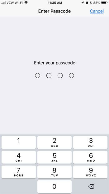 select different type passcode iphone