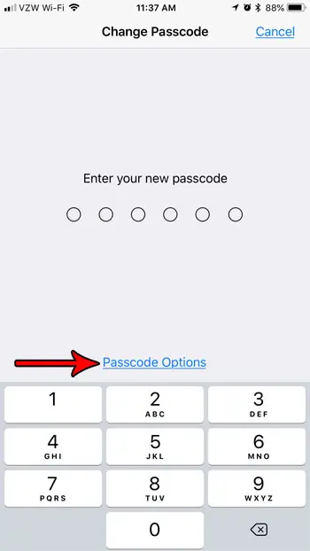 ios 11 passcode type options