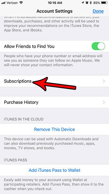 how find subscriptions on iphone 7