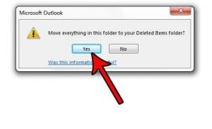 how to delete all emails from a folder in outlook 2013