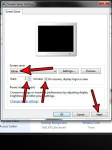 how to lock screen after inactivity in windows 7