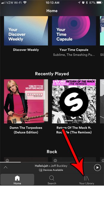 spotify your library tab