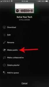 how to make playlist public spotify iphone