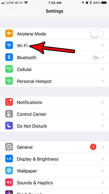 iphone wifi menu