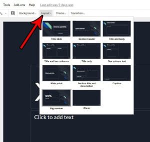 how to apply a layout in google slides