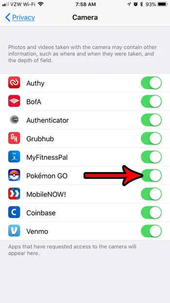 how to change pokemon go camera permissions on iphone