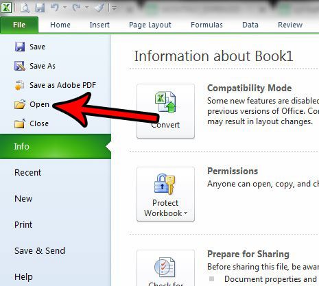 abrir un archivo en Excel