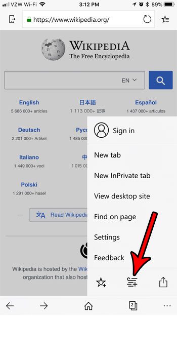 how to add page to reading list microsoft edge iphone