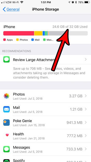 view iphone storage information
