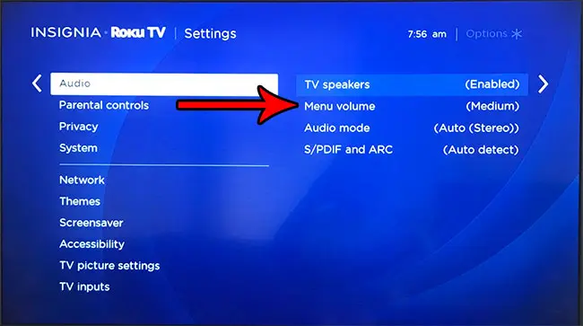 how to turn off menu volume on roku tv