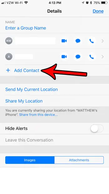 how to add someone to group message in ios 11