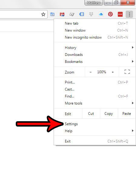 open the settings menu in google chrome