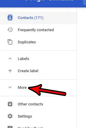 google contacts more menu