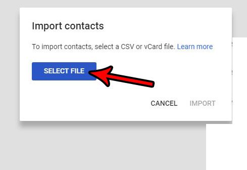 upload contacts to gmail with a csv file