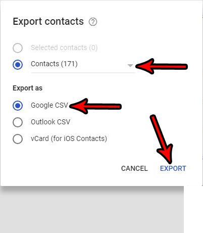 exportar contactos como un archivo csv